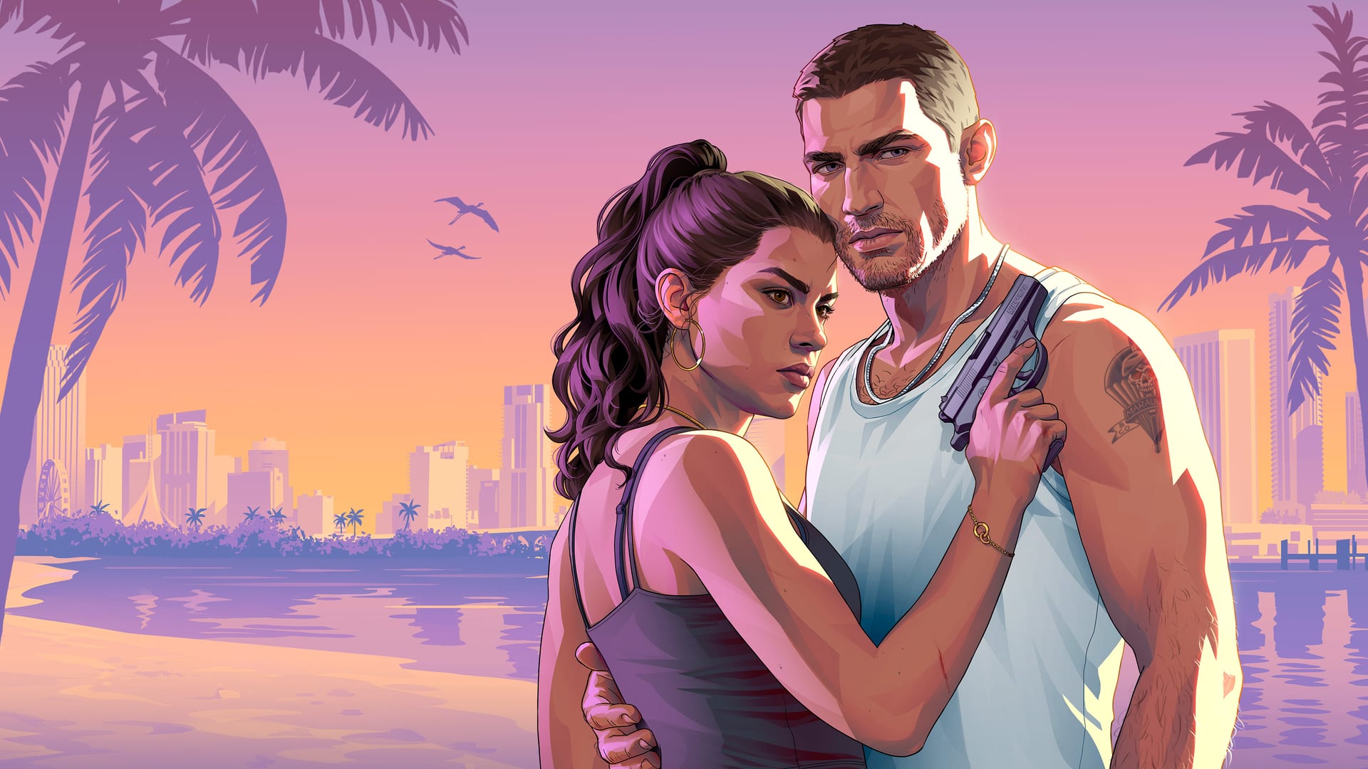 Jason and Lucia in official GTA VI key art