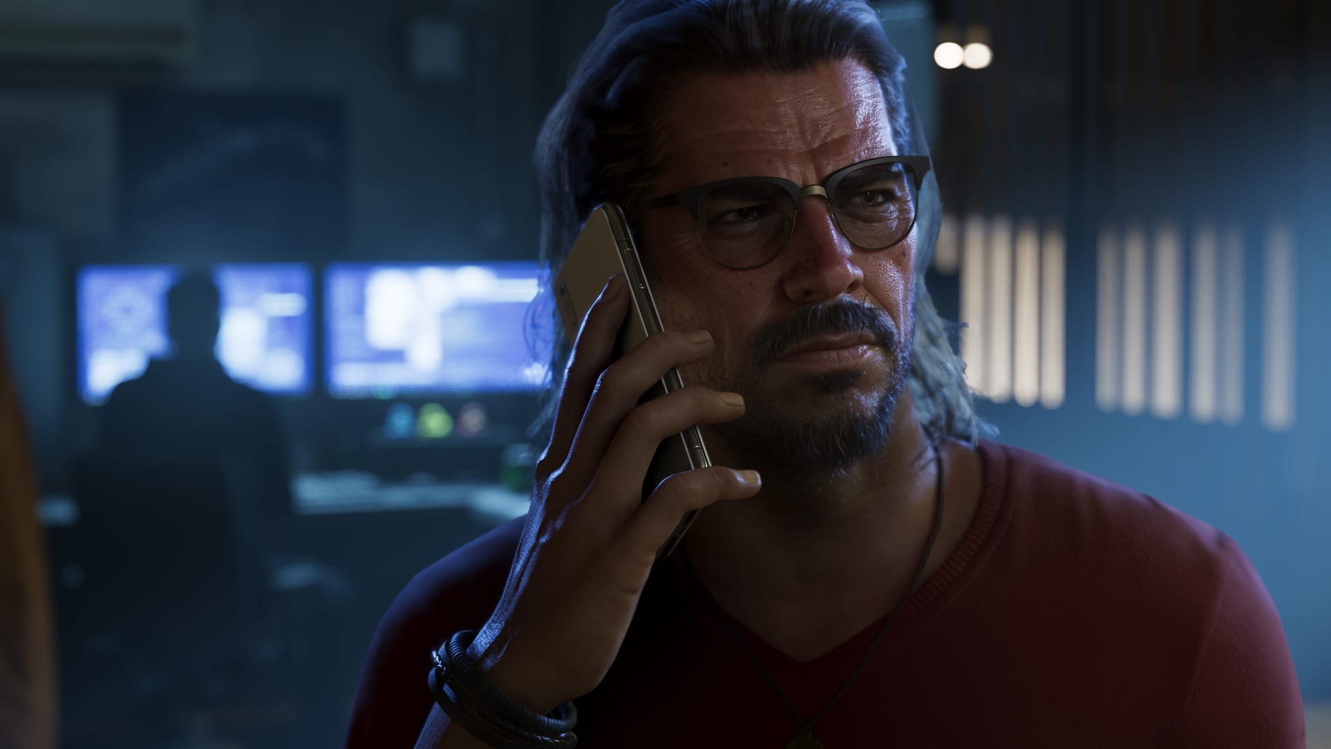 Raul Bautista taking a phone call in official GTA VI media